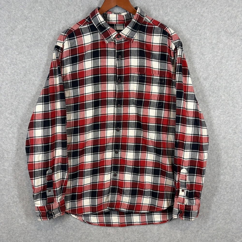 American Eagle Outfitter Shirt Men's XXL Flannel Red Plaid Long Sleeve Prep Fit
